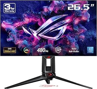 شاشة ألعاب روج سويفت OLED PG27AQDP - 27 بوصة WOLED، 480Hz، 0.03 مللي ثانية، متوافقة مع G-SYNC®، مشتت حراري مخصص، ميزات اسوس OLED كير بلس، مساعد ذكاء اصطناعي، سطوع موحد، 99% DCI-P3، مركز عرض ويدجيت