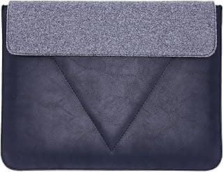 جراب لابتوب كاجوال من Fox يناسب MacBook Pro M1 Pro/M1 Max 2021 / 15.4 بوصة، Surface Book 2 15 بوصة، Surface Laptop 3 15 بوصة، اتش بي Chromebook 14، حقيبة من اللباد والجلد الصناعي مع جيب - أسود (15)
