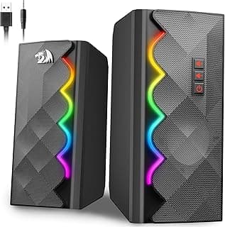 ريدراجون مكبرات صوت للكمبيوتر GS522، مكبر صوت ستيريو هاي فاي 2.0، 6 اوضاع RGB ملونة تعمل باللمس مع USB، كيبل AUX 3.5 ملم للكمبيوتر واللابتوب والتابلت والجوال واكس بوكس وبلاي ستيشن 4/5