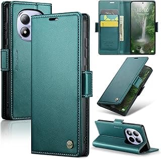 جراب هاتف جلد PU فاخر غطاء قلاب 023 مع مكان للكروت متوافق مع ريدمي Note 15 Pro 5G (أخضر)