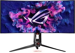 اسس شاشة العاب روج سويفت OLED PG34WCDM - 34 انش قابلة للعرض 3440x1440 لوحة منحنية 800R 240Hz 0.03ms GTG متوافقة مع G-SYNC ومشتت حراري مخصص وسطوع موحد وKVM ذكي 90 واط نوع C