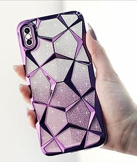 جراب Dl3 Mobilak متوافق مع ابل iPhone X/iPhone XS، تصميم لامع متدرج، شفاف، سيليكون TPU ناعم، حماية للكاميرا، مضاد للصدمات - بنفسجي