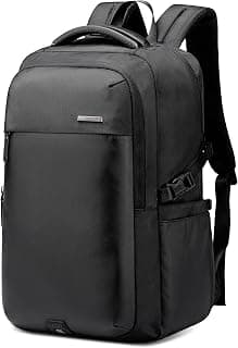 Golden Wolf Laptop Backpack for Men, Water-Resistant Travel Backpack Fits Up to 15.6 Inch Laptop, Business Backpack with Anti-Theft Pocket and Multi-Compartment Design GB00916 - Black