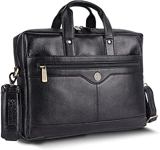 HAMMONDS FLYCATCHER Genuine Leather Office Bag for Men - 15.6 Inch Laptop Bag for Men, Adjustable Strap, Multi Compartments - Ideal for Office, Travel, Daily Use - 1 Year Warranty