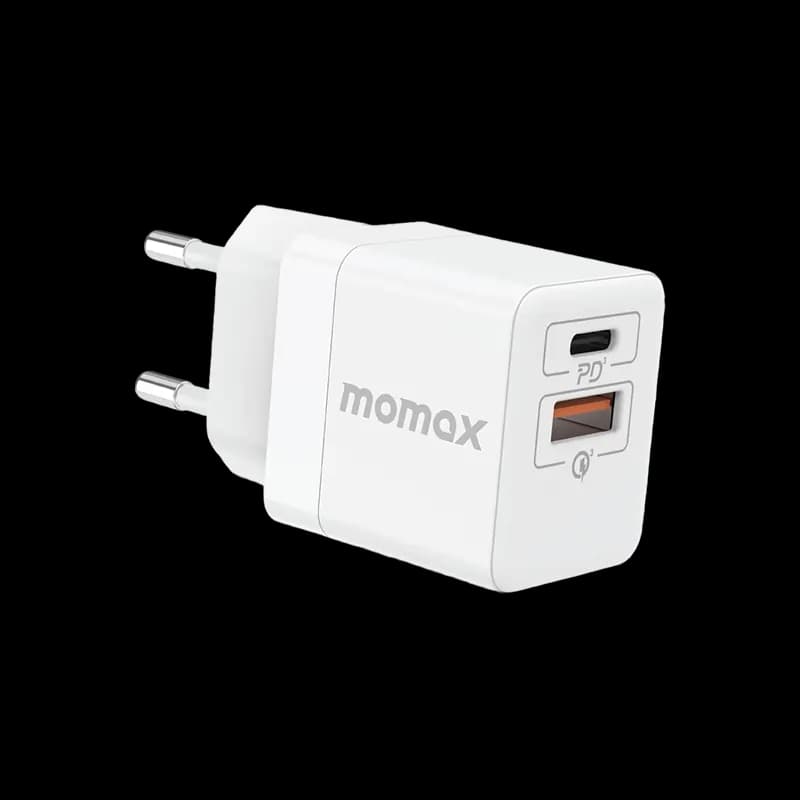 شاحن ميني MOMAX ONEPLUG 20 وات بمنفذين PD3.0 - أبيض