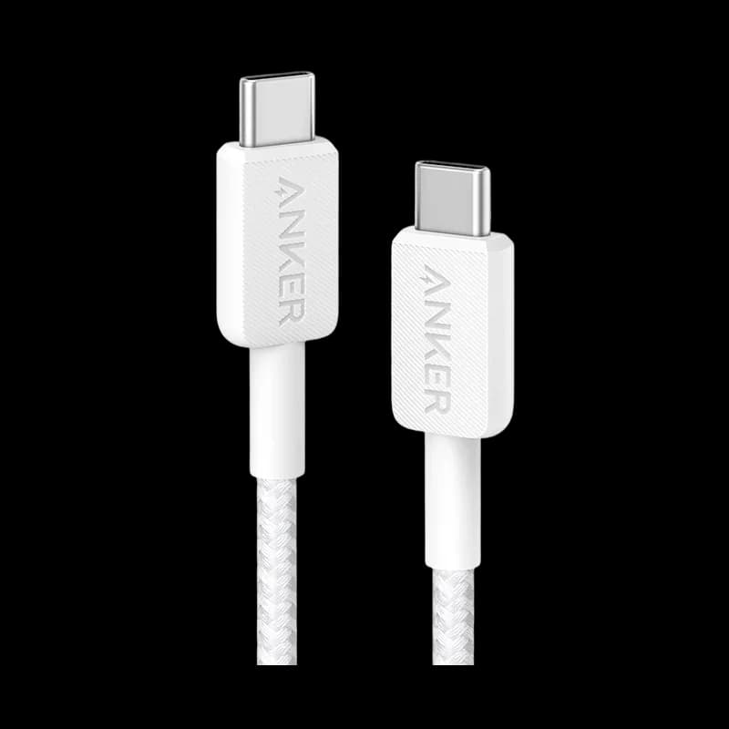 كابل انكر 322 USB-C to USB-C بطول 0.9 متر، 60 وات (A81F5H21) - أبيض