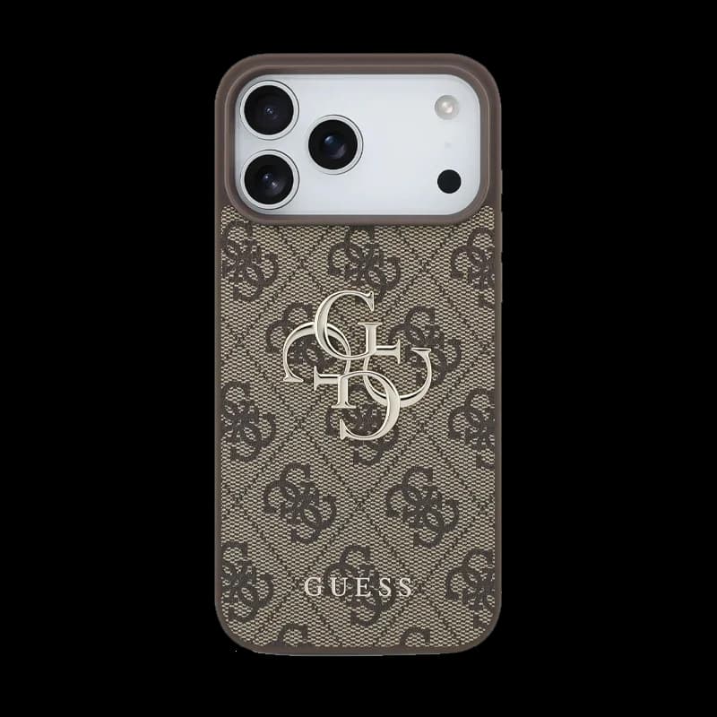 Guess PU Leather Case With Big 4G & Classic Logo For iPhone 17 Pro – Brown
