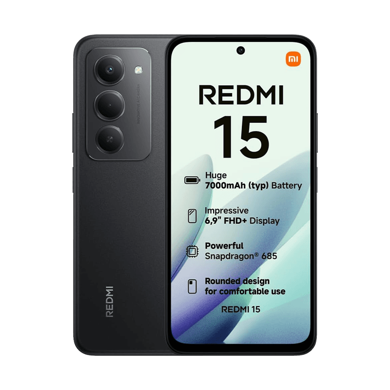 هاتف شاومي Redmi 15 سعة 256/8 لون Midnight Black