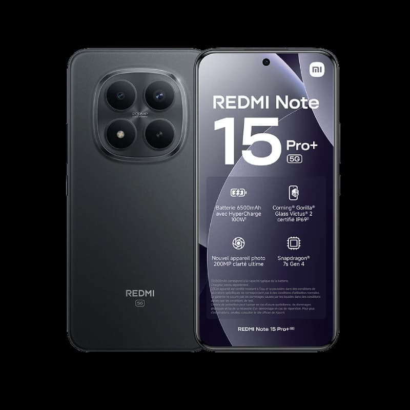 ريدمي نوت 15 برو بلس 5G 256/12 جيجابايت أسود