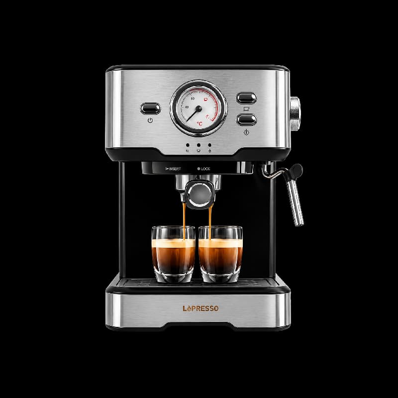 Lepresso Digital Dual Drip Barista Espresso Machine With 20 Bar-1100W-1.5L Capacity – Black