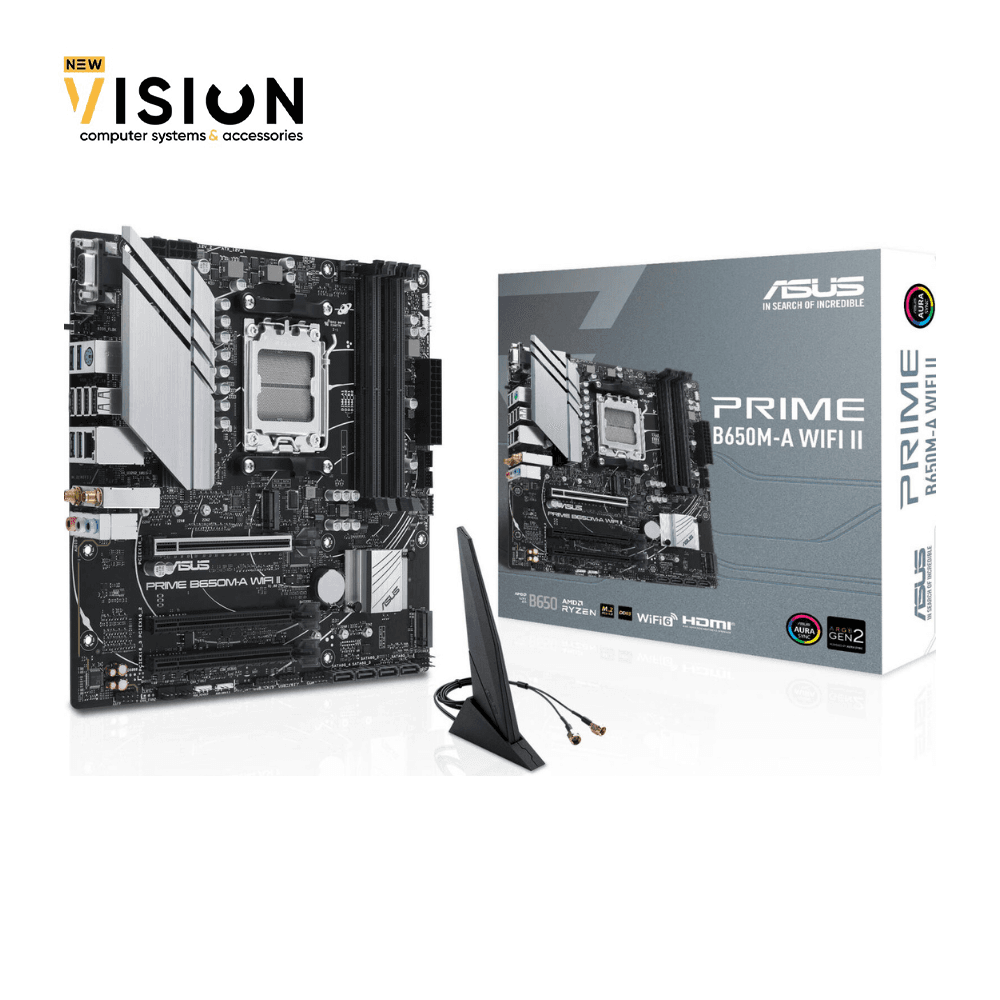 AMD B650 Micro-ATX motherboard, DDR5, PCIe 5.0 M.2 support, Realtek 2.5Gb Ethernet, Wi-Fi 6, DisplayPort, VGA, HDMI®, SATA 6 Gbps, USB 3.2 Gen 2 ports, front USB 3.2 Gen 1 Type-C®, BIOS FlashBack™, Aura Sync
