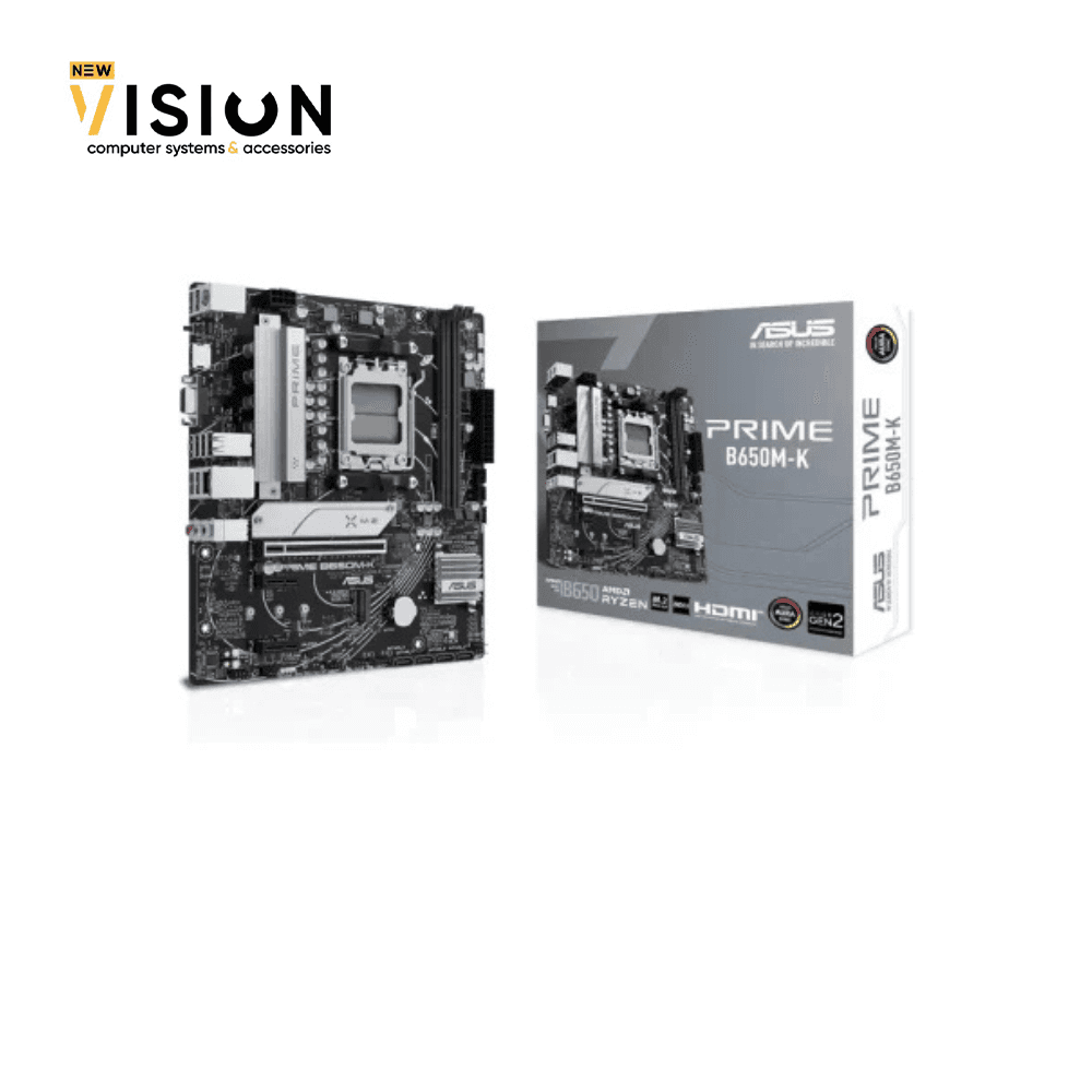 AMD B650 Micro-ATX motherboard with DDR5, PCIe 5.0 M.2, 2.5Gb Ethernet, HDMI™, VGA, rear USB 3.2 Gen 2, front USB 3.2 Gen 1 Type-C®, BIOS FlashBack™, Aura Sync