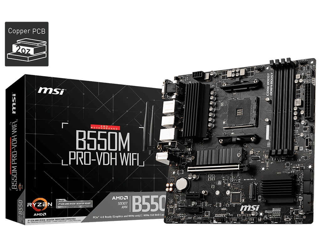 MSI B550M PRO-VDH WIFI ProSeries AMD AM4 Motherboard