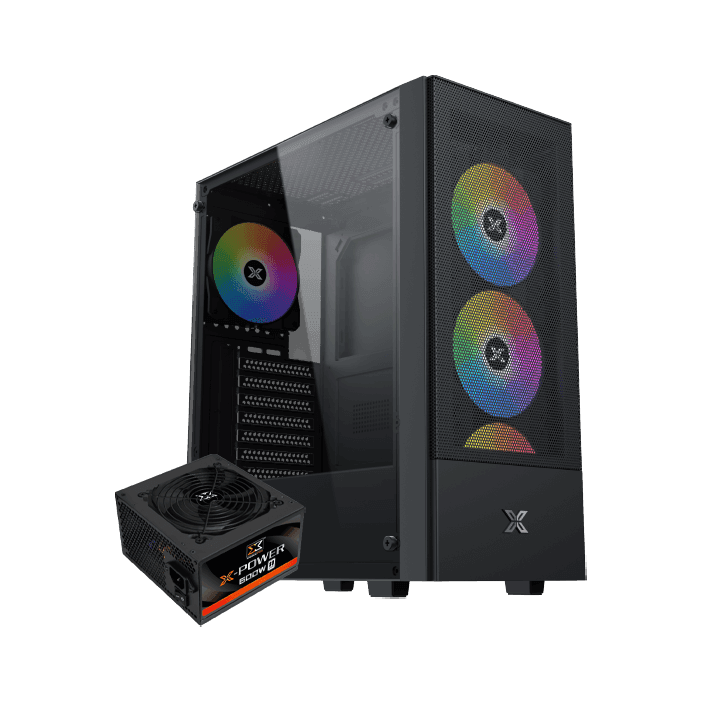 XIGMATEK HERO II AIR 4XFAN ARGB – MID TOWER + X-POWER 600W 80+ POWER SUPPLY
