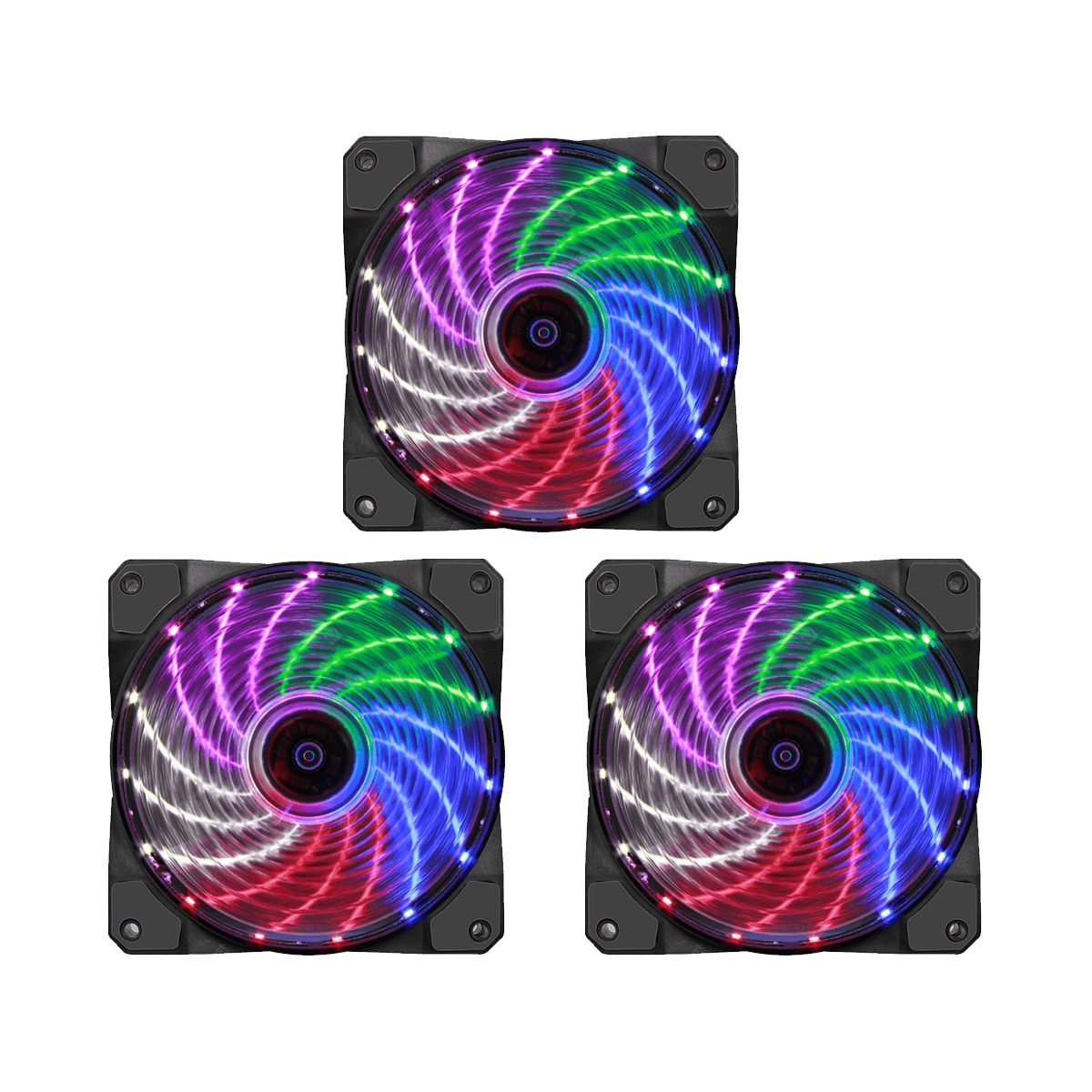 3-RGB Fans Pack 120mm 15-LED with Molex Connector