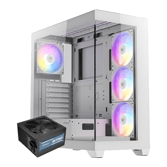 Antec CX300 ARGB + Atom B750 750W 80+ Bronze Mid Tower Gaming Case – White
