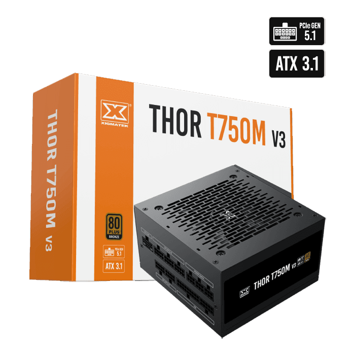 XIGMATEK THOR T750M V3 750W 80+ Bronze ATX 3.1 PCI E 5.1 Full Modular Power Supply