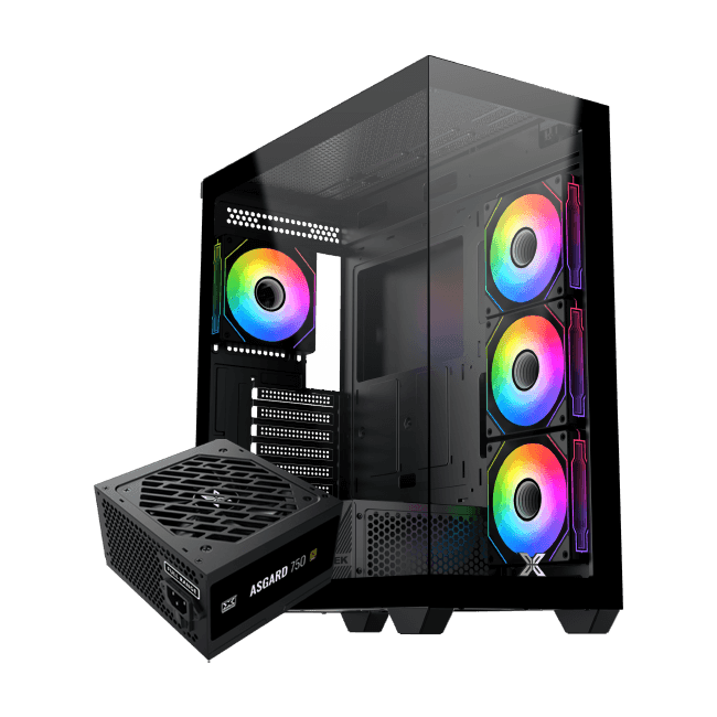 XIGMATEK BLAST 4XFan ARGB Mid-Tower Case + ASGARD 750W 80+ BRONZE POWER SUPPLY