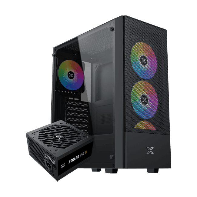 XIGMATEK HERO II AIR 4XFAN ARGB Mid-Tower Case + XIGMATEK ASGARD 750W 80+ BRONZE POWER SUPPLY