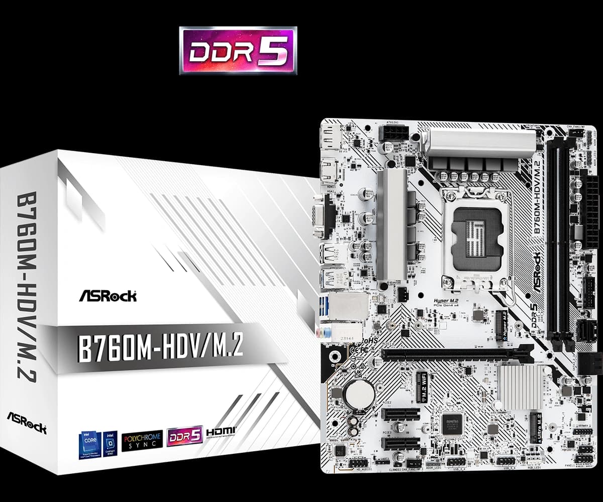 ASRock B760M-HDV/M.2 DDR5 LGA 1700 INTEL Motherboard