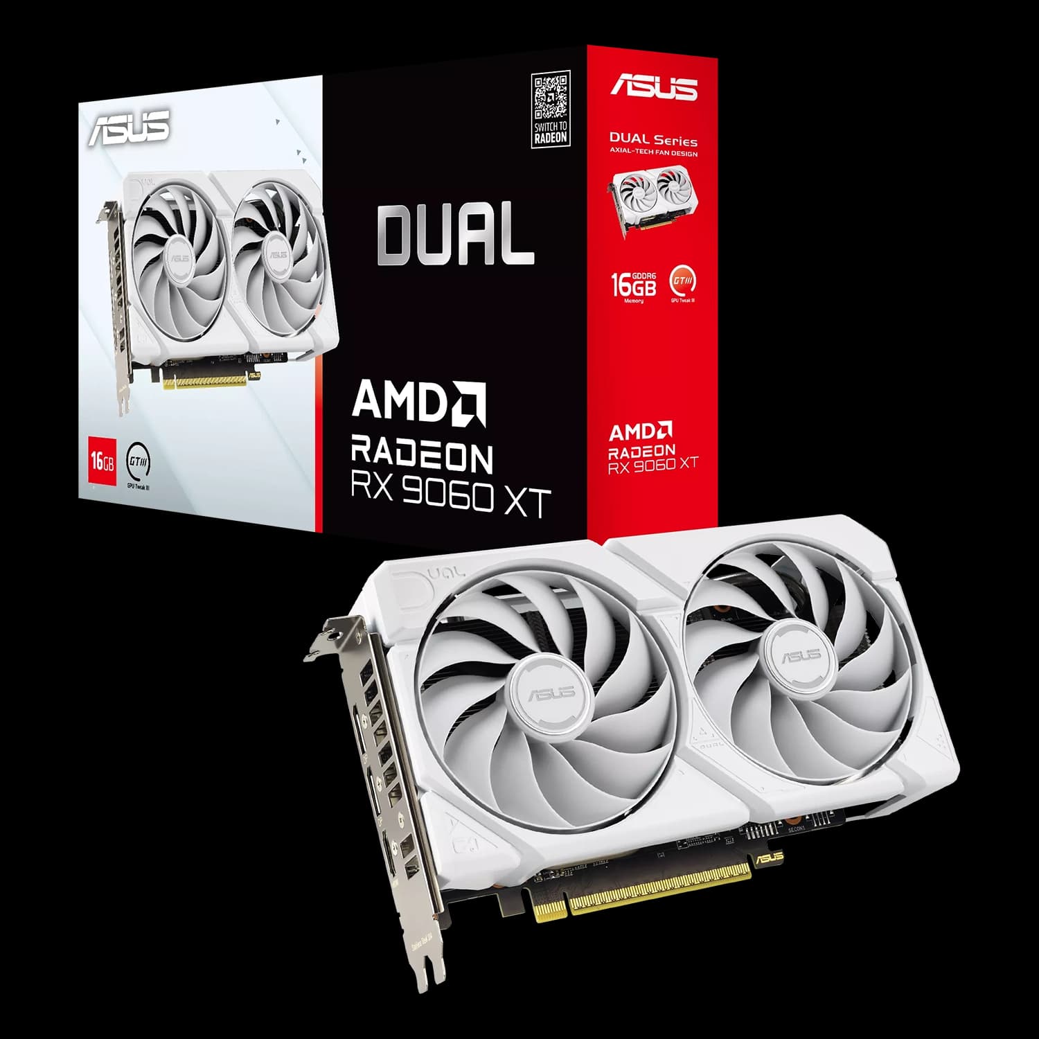 ASUS Dual AMD Radeon RX 9060 XT 16GB GDDR6 Gaming Graphics Card – White