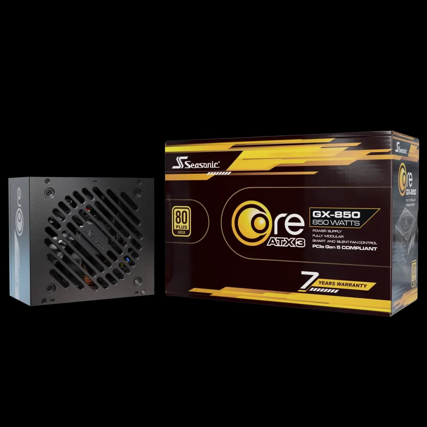 SEASONIC Core GX-850 850W PCIe 5.1 ATX3.1 80+Gold Cybenetics Platinum Fully Modular Braided Cables Power Supply