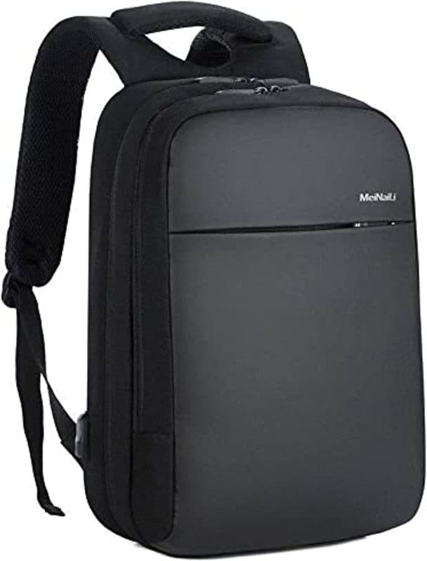 Meinaili 1802 – 15.6-Inch Waterproof Laptop Backpack with USB Charging Port – Black