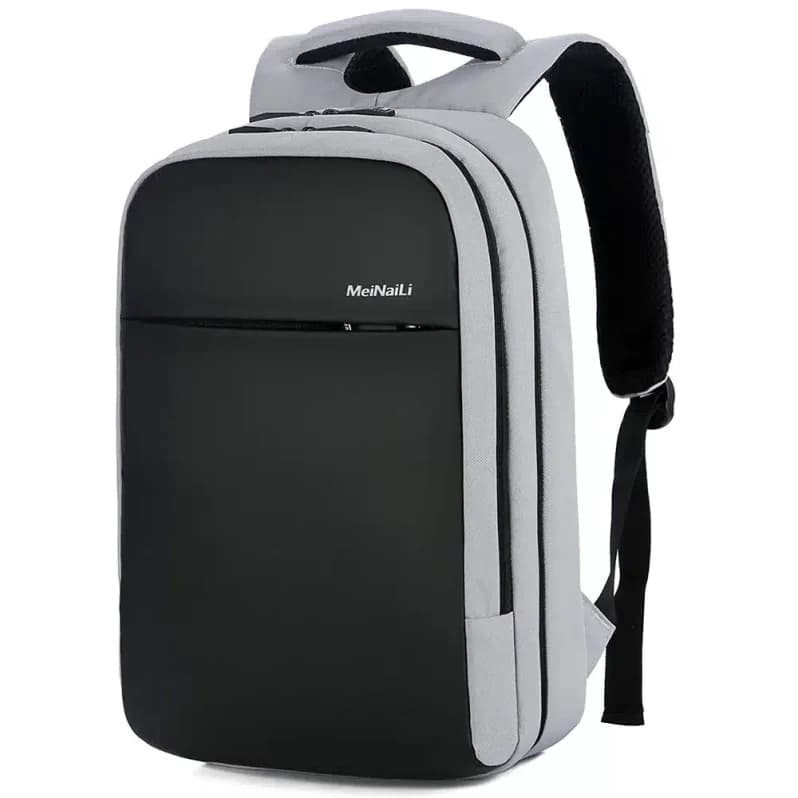 Meinaili 1802 15.6-Inch Waterproof Laptop Backpack with USB Charging Port– Gray-Black