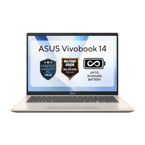 ASUS Vivobook 14 X1407QA Laptop – 14″ WUXGA IPS 300 nits, Snapdragon X X1-26-100, 16GB LPDDR5X, 512GB SSD, Windows 11 (90NB1602-M006X0)
