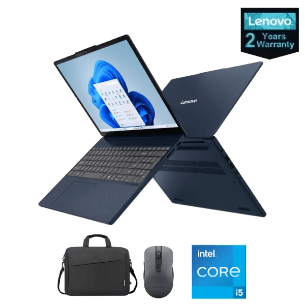 Lenovo IdeaPad Slim 3 15IRH10 Laptop – 15.3″ WUXGA, Intel Core i5-13420H, 16GB RAM, 512GB SSD, Intel UHD Graphics, DOS, Blue + Bag & Mouse, 2-Year Warranty (83K100QPED)
