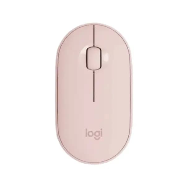 Logitech M350 Pebble Wireless Mouse – Slim Design, Silent Clicks, Bluetooth & USB Receiver – Rose (910-005717 )