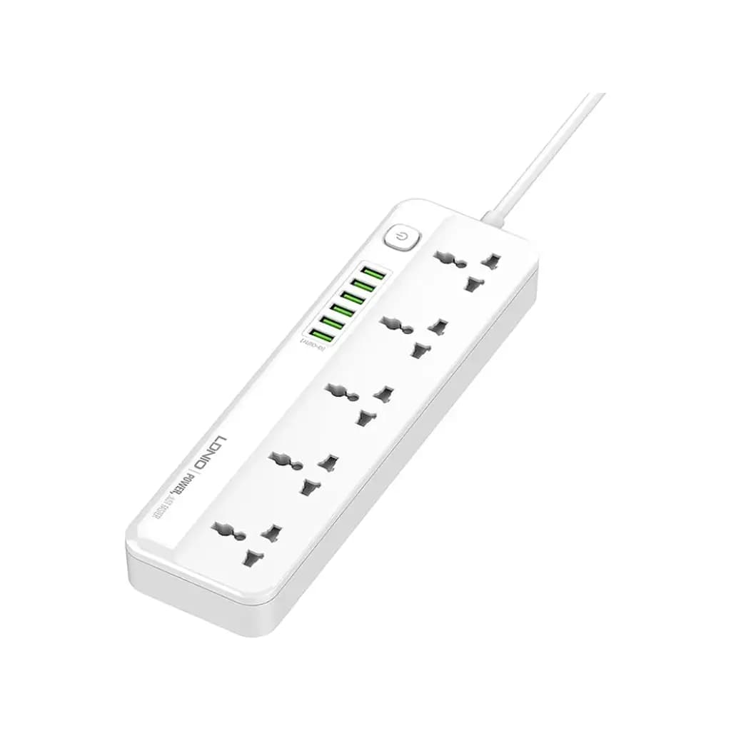 LDNIO SC5415 Power Strip with 5 Outlets and 4 USB Ports (PD/QC 3.0) – 2500W, 20W Fast Charging, Switch Button, and Multi-Protection
