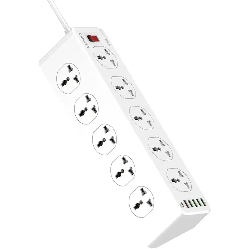 LDNIO SC10610: Ultimate Power Strip with 10 Power Sockets, 5 USB Ports, and Type-C PD Charging 2500W – 2M White
