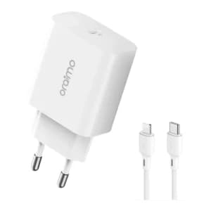 Oraimo PowerCube 20 OCW-E106S+CL55 Fast Charger Kit, Type-C to Lightning Cable 20W - White