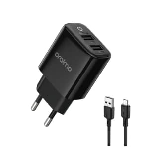 Oraimo Charger Micro Dual USB 12W Fast Charegr OCW-E67D+M53 Black