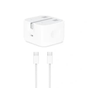 Apple Power Adapter 20W 3-Pin 1 Port Type-C With Type-C to Type-C Cable For iPhone 15 - MHJF32P/A - 14 Day Warranty