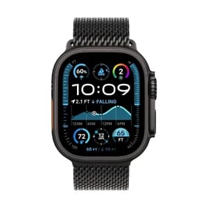 Apple Watch Ultra 2 49mm, GPS + Cellular Titanium Black Case with Milanese Loop