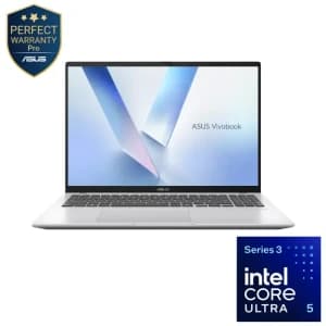 ASUS Vivobook 16 X1607AA-MB155W Laptop, Intel Core Ultra 5 325, 16 Inch WUXGA, 512GB SSD, 16GB RAM, Intel Graphics, Win11, Silver - 90NB1722-M003C0