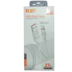 PQBD USB-A to Lightning 27W Data Cable, 100cm, 3A, White - PQ-C02L