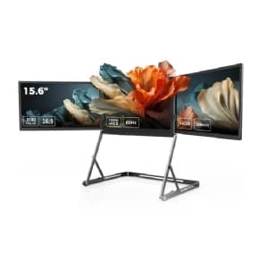 V2COM 15.6-inch Quad-Screen Q1 Triple Laptop Monitor Extender, 60Hz FHD 1080P IPS Portable Screen, USB-C