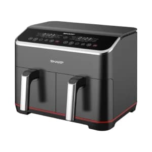 SHARP Air Fryer Dual Cook 1800 Watt 8 Liter Electronic Touch Screen Glass Panel Stainless KF-DF80RT-EK2