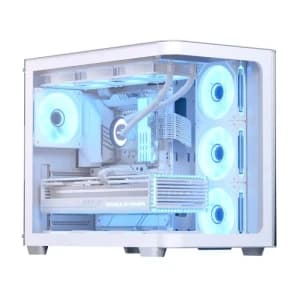 AEROCOOL P500C-G-WT-v1 Mid Tower Gaming Case With Tempered Glass 4 Fan ARGB - White