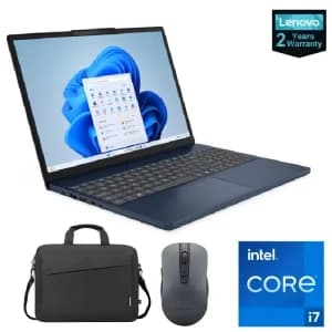Lenovo Ideapad Slim 3 15IRH10 Laptop Intel Core i7 13620H 16GB RAM 512GB SSD Intel UHD Graphics 15.3” WUXGA, Blue + Bag, Mouse - 83K100QRED