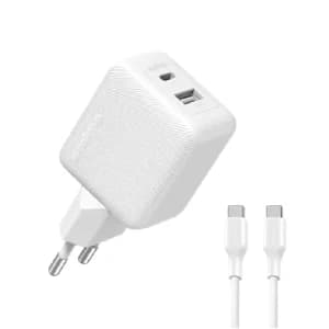 Oraimo PowerCube 201 Wall Charger 20W Dual Port With Fast Type C to Type C Cable - OCW-5203ECC - White