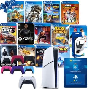 Playstation 5 Disc Version Slim PS5 Console With Dual Sense Controller + 13 Games FREE, Charger, Plus 3 Months and Extra Color Dual Sense