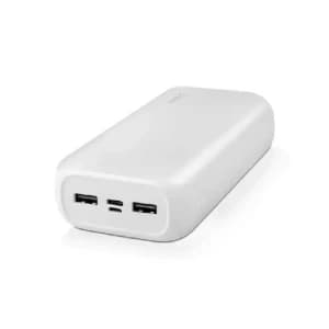 TTEC ReCharger Ultra Wired Power Bank, 30000 mAh, 3 Port, Dual USB-C + 1 USB-A – White