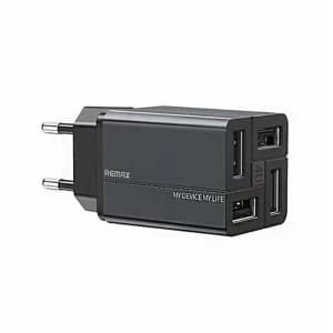 Remax RP-U43 4 Ports Fast Charger Travel Charge Wall 3.4A  Black -14 Day Warranty