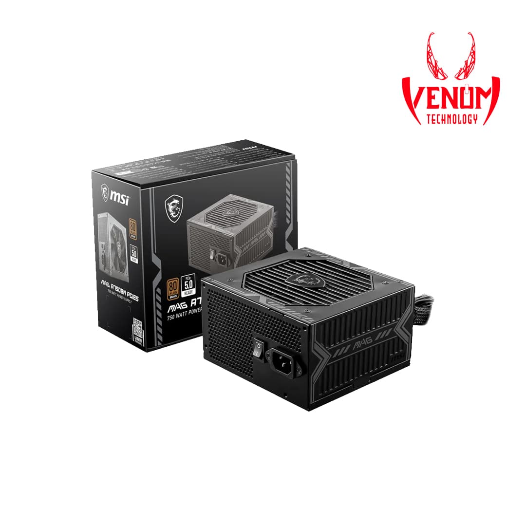 MSI MAG A750BN PCIE 5 Gaming Power Supply – PCIE 5.0 Ready – 80 Plus Bronze Certified 750w – Compact Size – ATX PSU