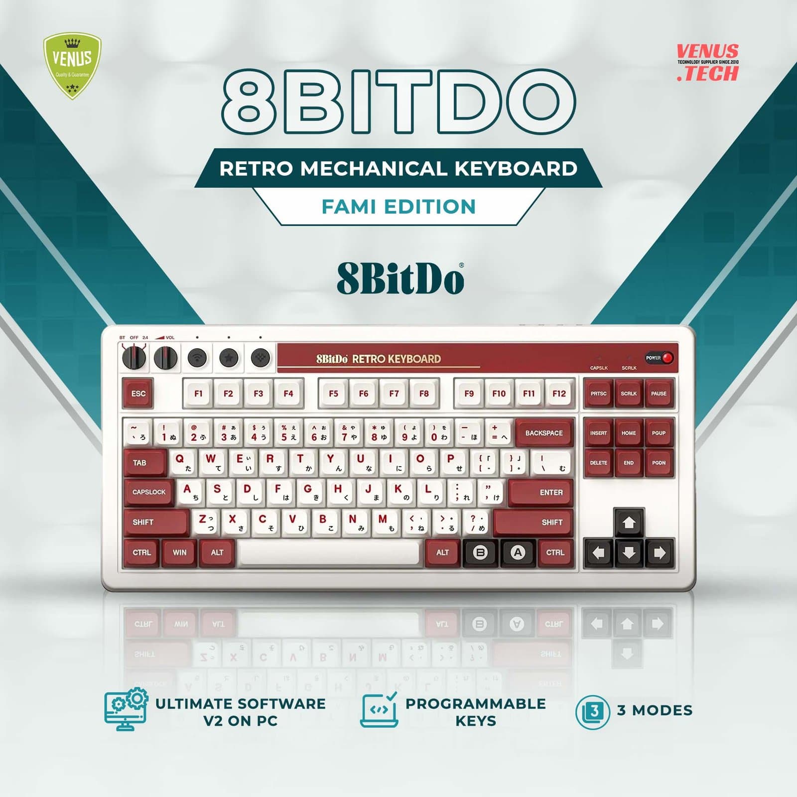 8BitDo – Retro Mechanical Keyboard – Fami Edition