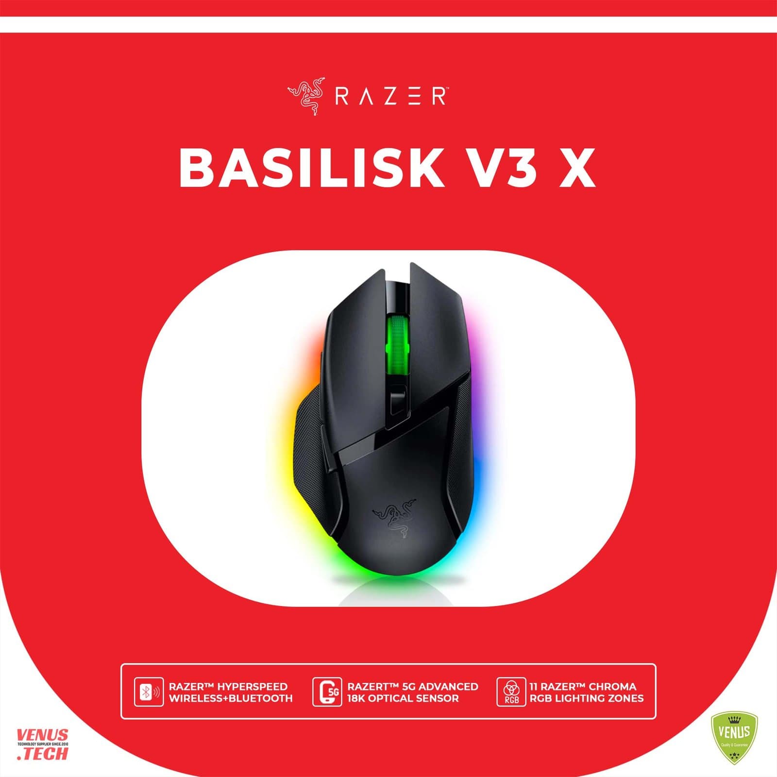 Razer Basilisk V3 X HyperSpeed Customizable Wireless Gaming Mouse